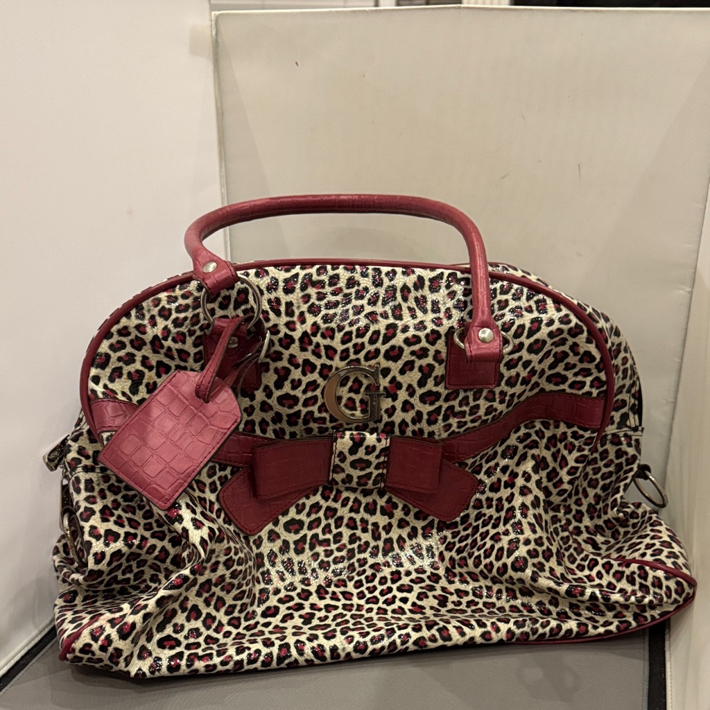Guess Leopard Print Women's Bag With Purple Accents